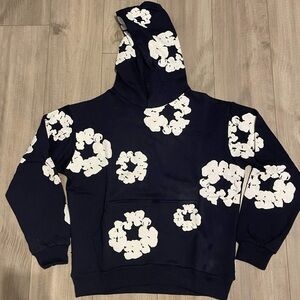 Large Navy Denim Tears Hoodie